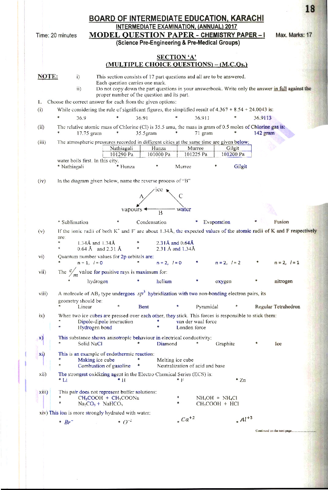 BIEK Karachi Board Model Papers 2024 Inter Part 1 2, HSSC, FA, FSC