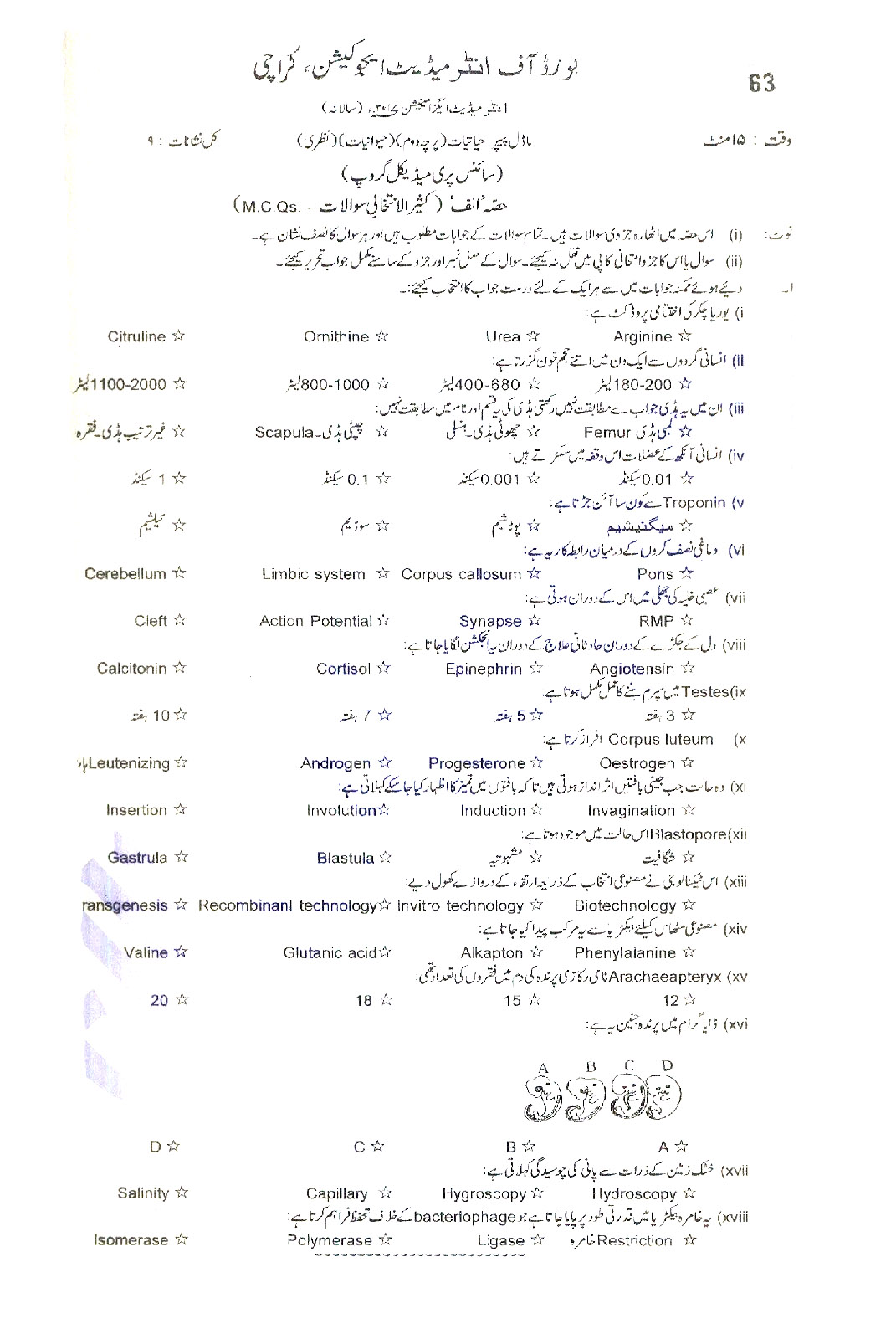 BIEK Karachi Board Model Papers 2024 Inter Part 1 2, HSSC, FA, FSC