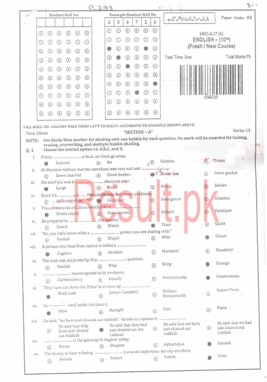 BISE Mardan Board Past Papers 2024 Matric, SSC Part 1 & 2, 9th & 10th