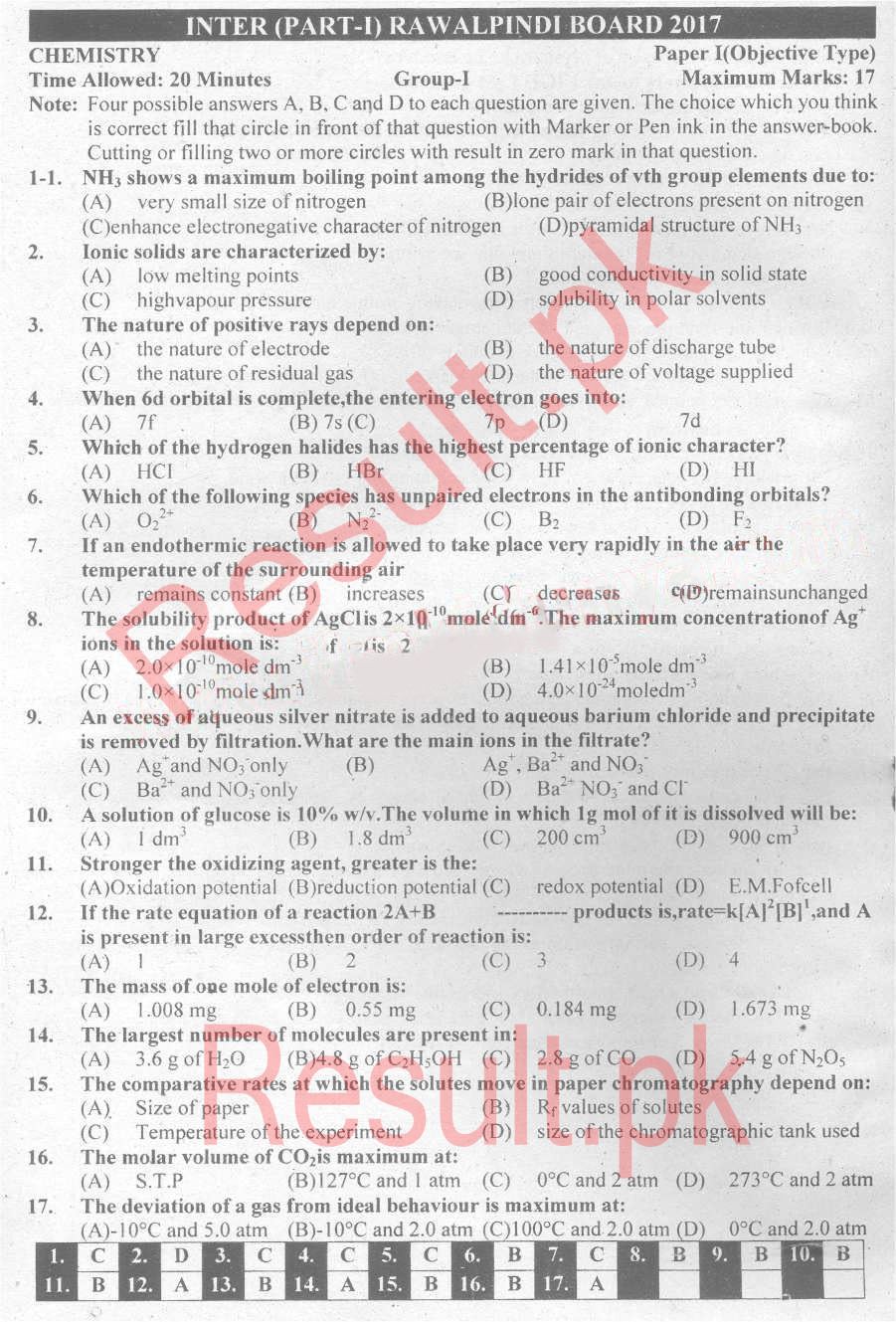 BISE Rawalpindi Board Past Papers 2025 Inter Part 1 2, FA, HSSC, FSC, Intermediate, 11th & 12th