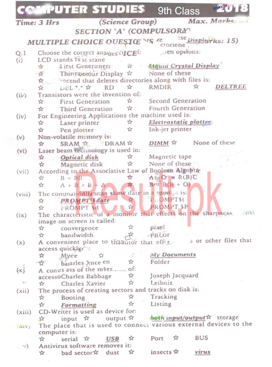 BSEK Karachi Board Past Papers 2025 Matric, SSC Part 1 & 2, 9th & 10th