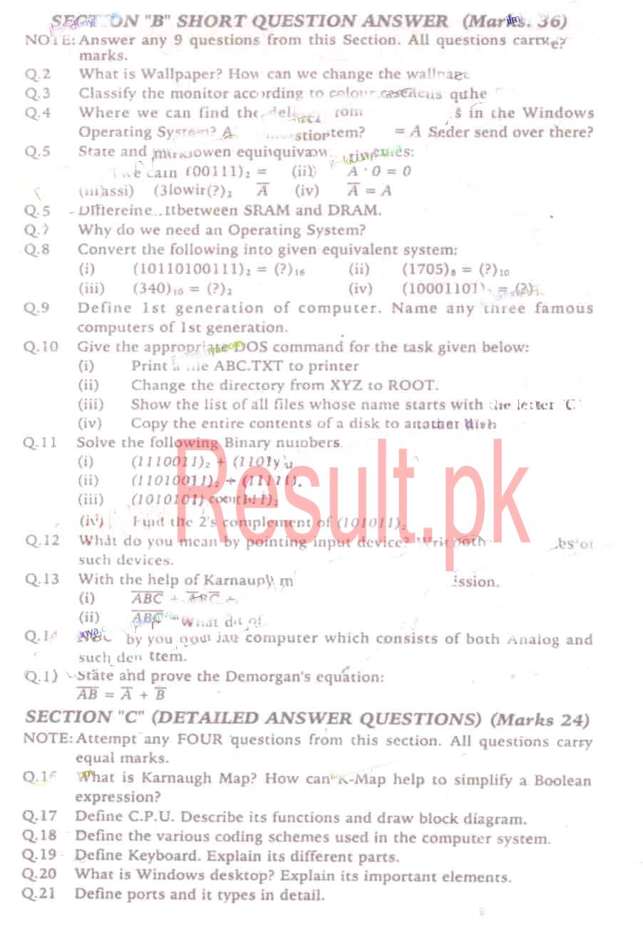 BSEK Karachi Board Past Papers 2024 Matric, SSC Part 1 & 2, 9th & 10th