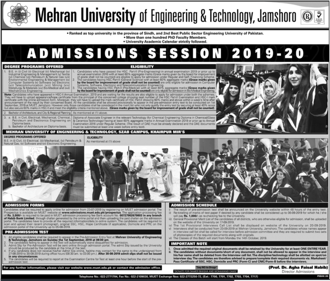 Mehran University of Engineering and Technology Admissions