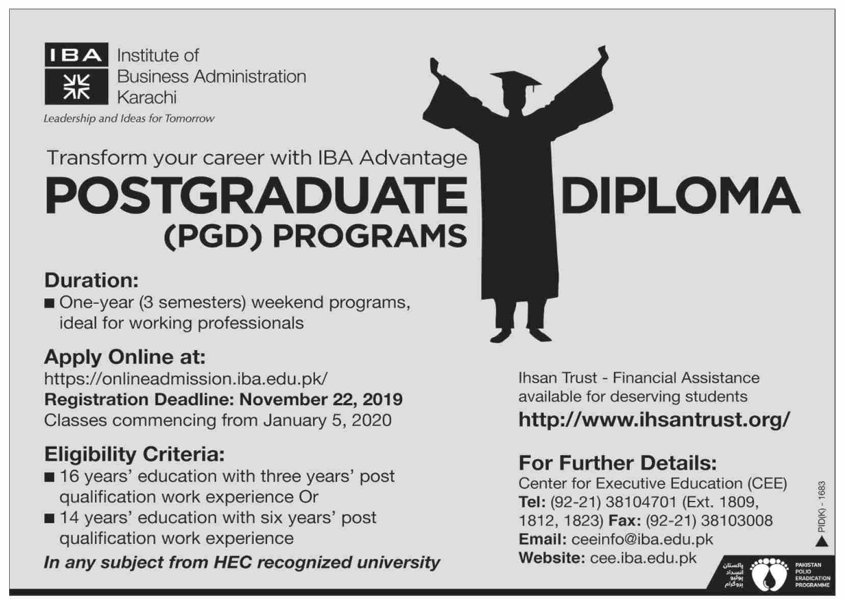 Institute of Business Administration Karachi admission 2019