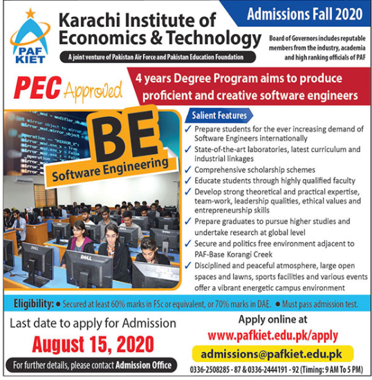 paf-kiet-be-admission-2020-in-karachi-result-pk