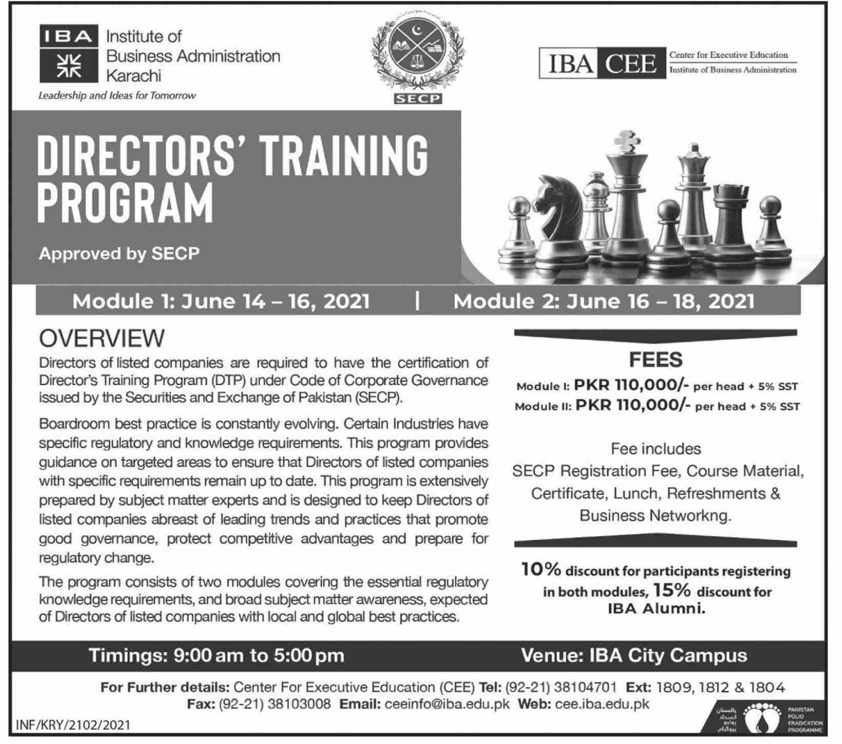 IBA Karachi Directors Training Program 2021 Result.pk