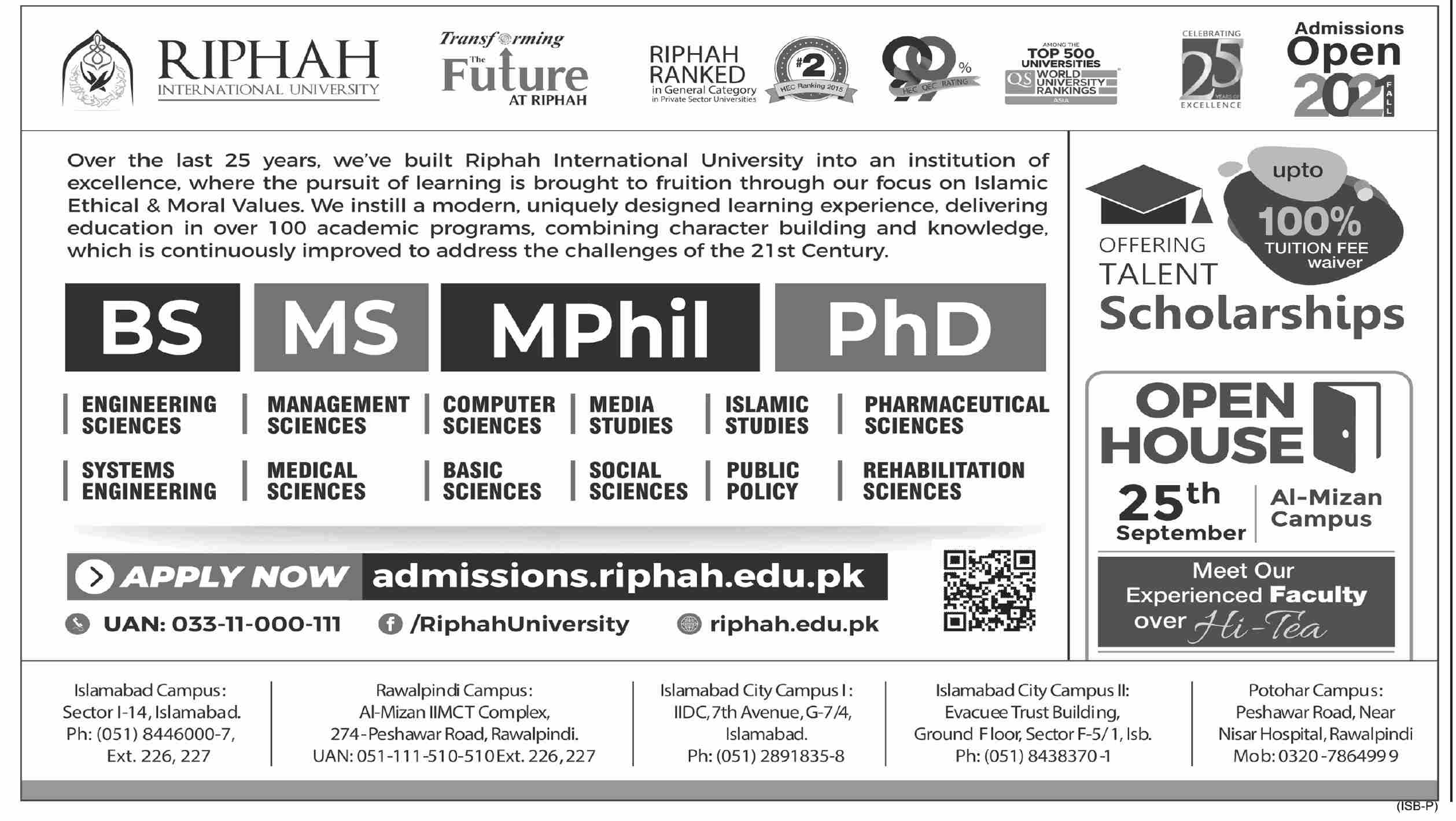 phd admission in riphah international university