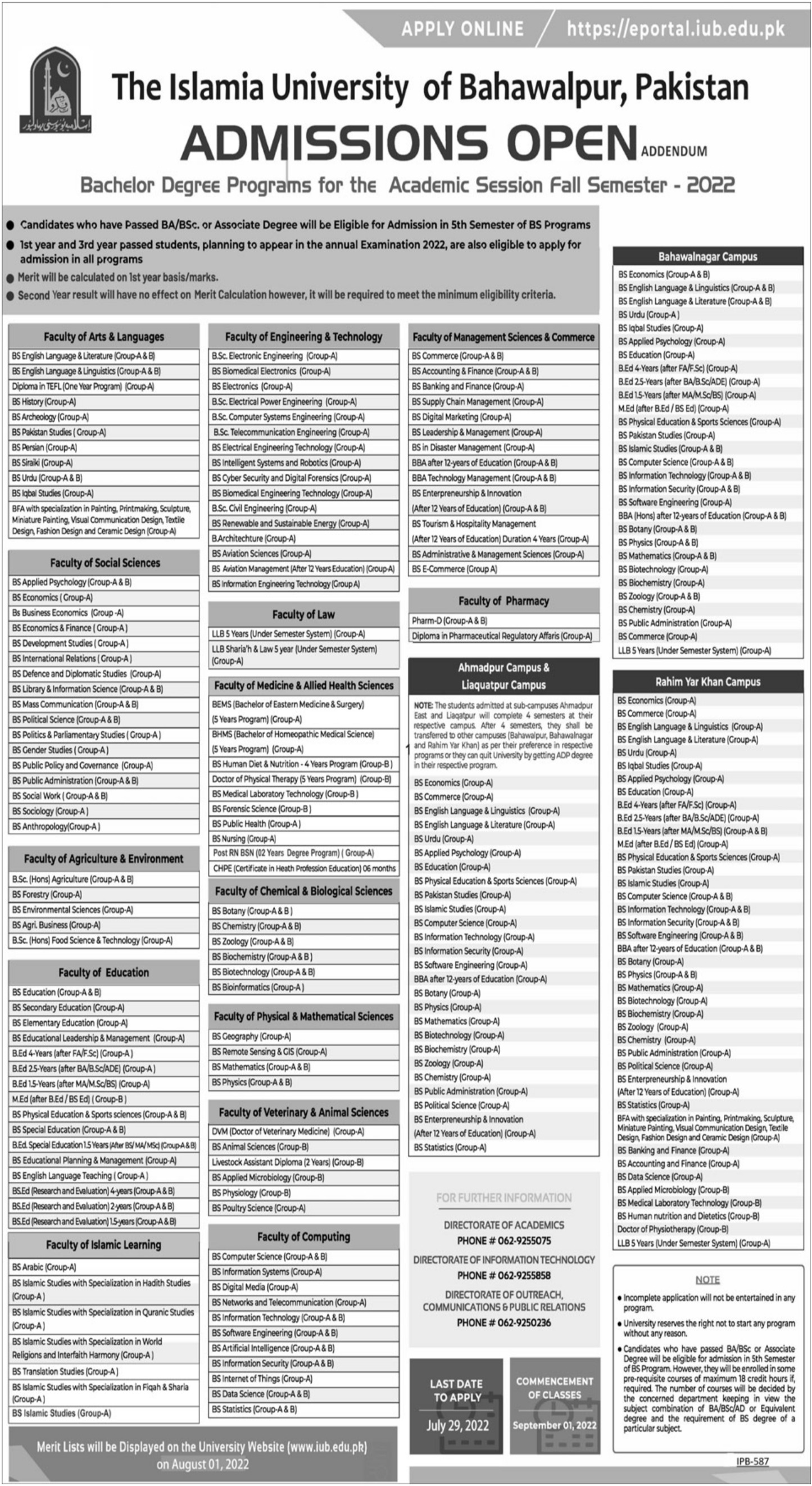 IUB Undergraduate Admissions 2022 Result.pk