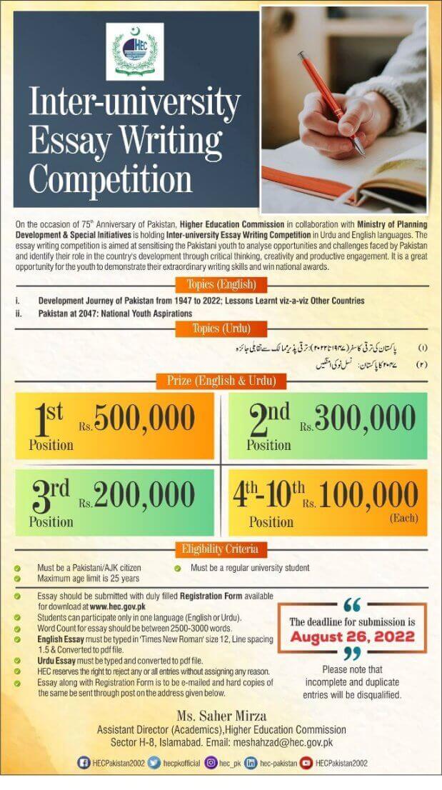 hec inter university essay competition result