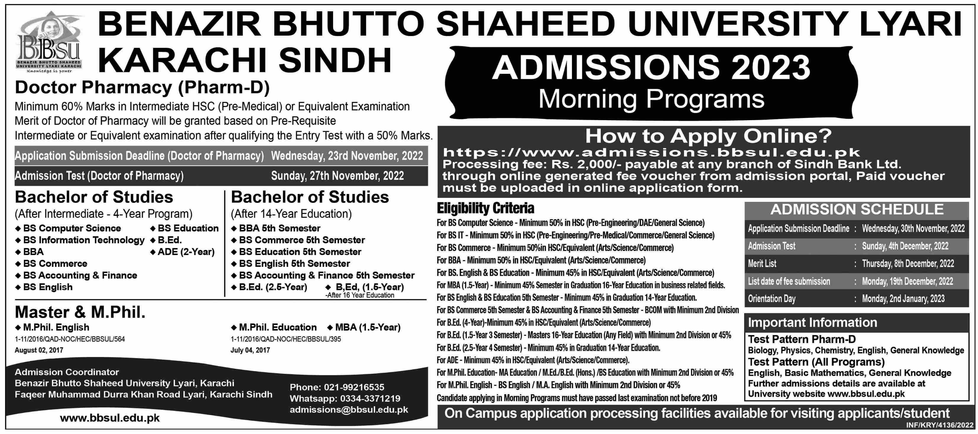 Benazir Bhutto Shaheed University Admission 2023 Result pk benazir-bhutto-shaheed-university-admission-2023-result-pk