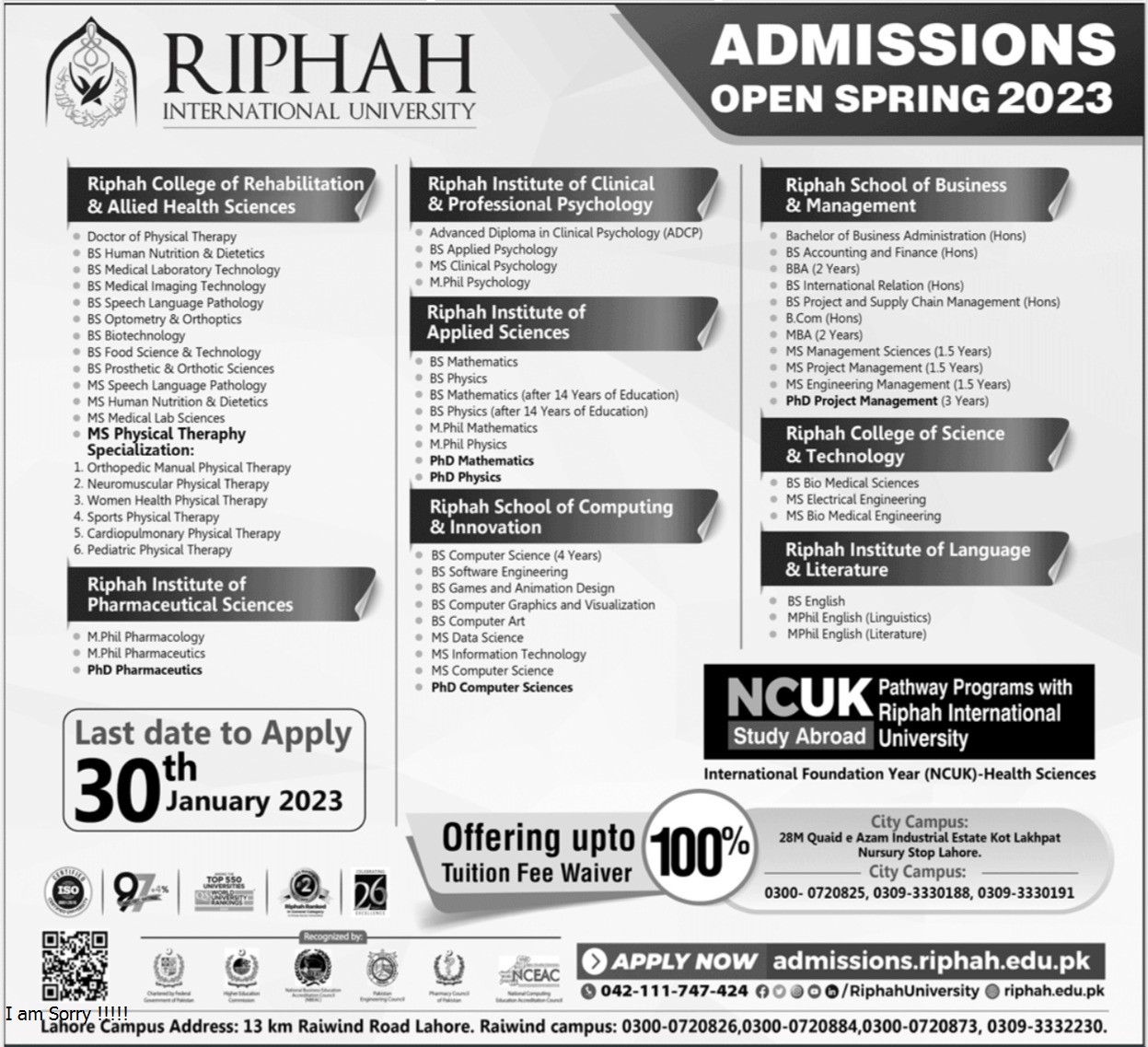 phd admission in riphah international university