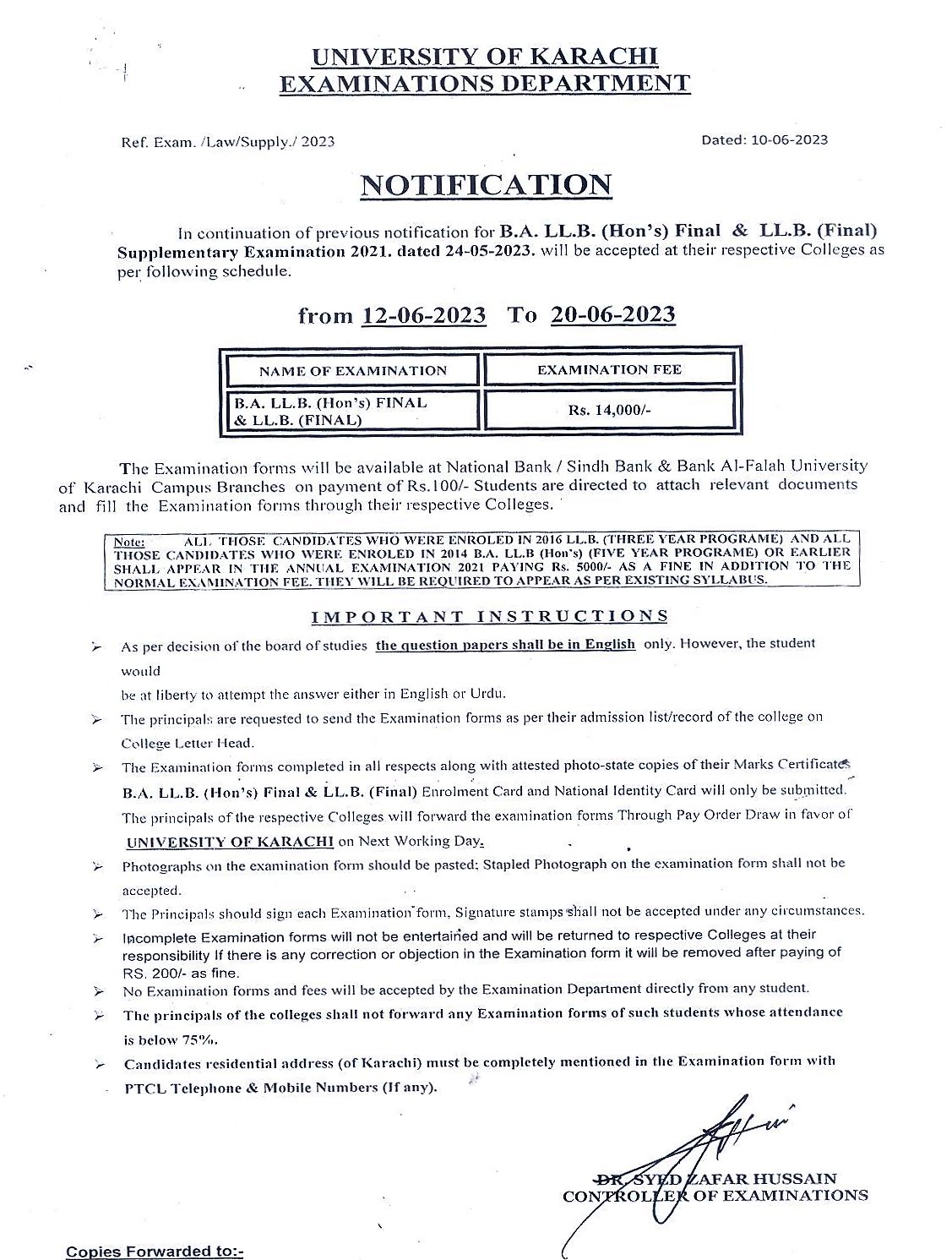 UoK BA Law Supply Exams 2021 Forms Schedule Result.pk