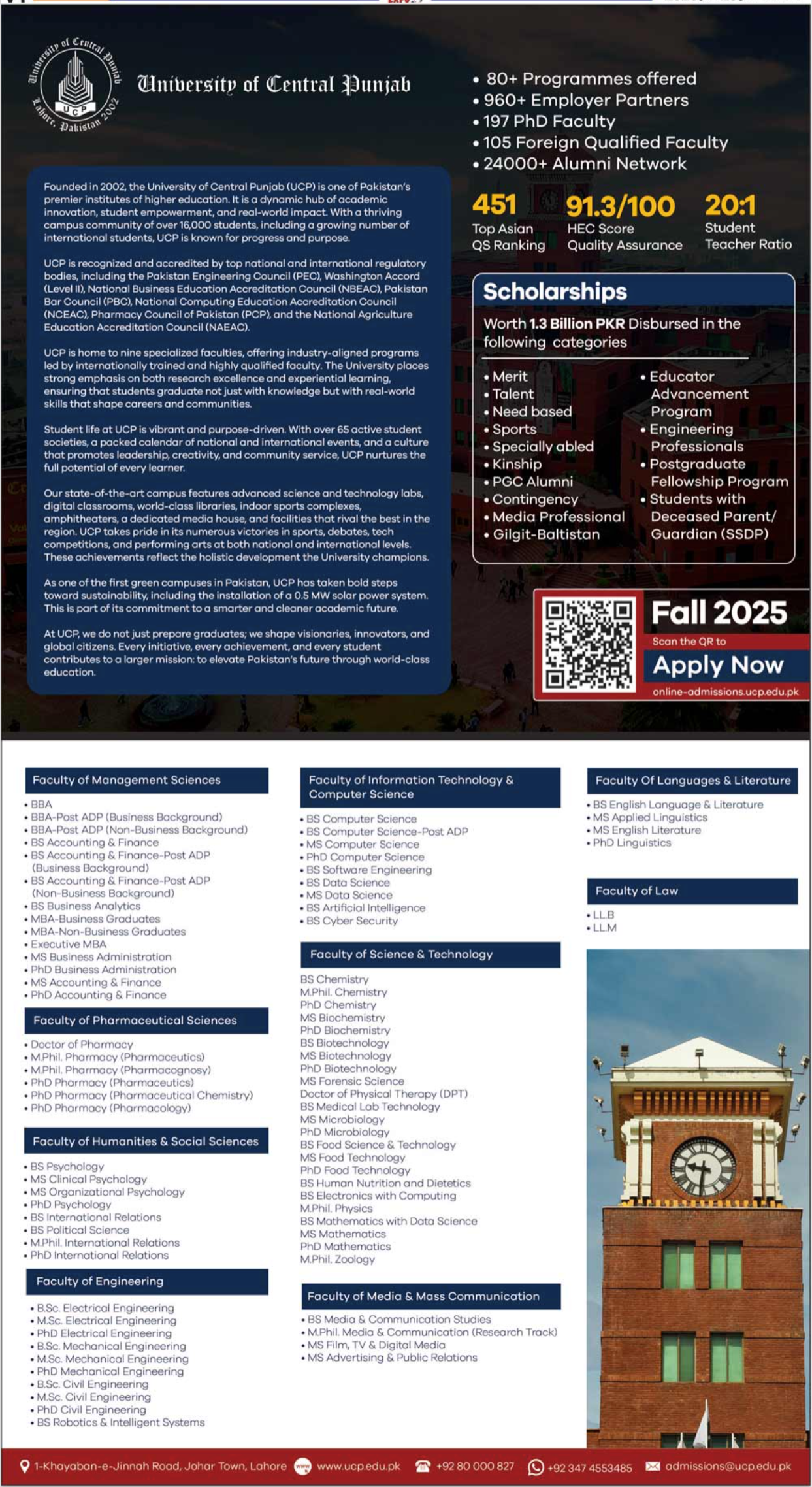 Ucp Program UCP Admissions 2025 Undergraduate Degree Programs Result.pk
