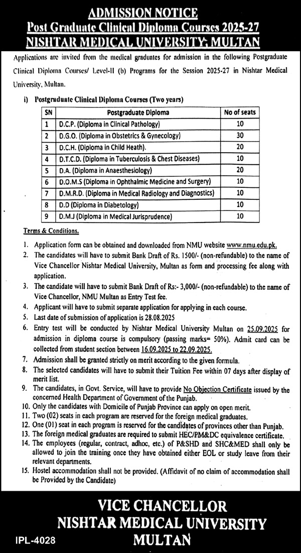 NMU Admissions 2025 Two-year Postgraduate Clinical Diploma Programs NMU Admissions 2025 Two-year Postgraduate Clinical Diploma Programs