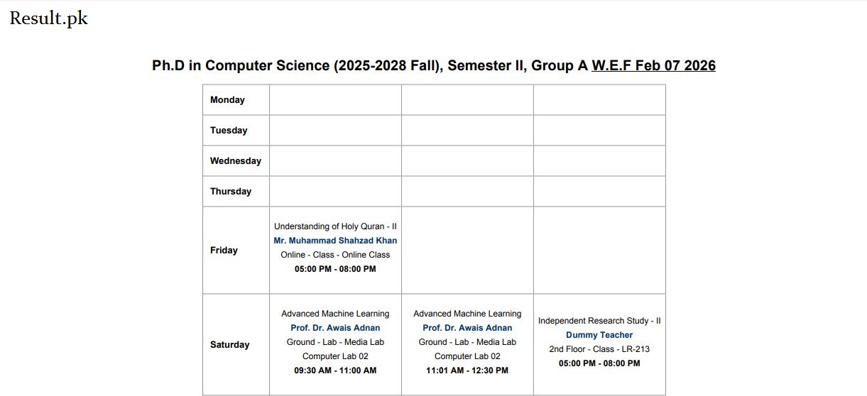 IMS Time Table 2026 Released for Postgraduate Programs