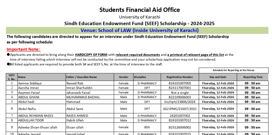 UoK Law School Offers SEEF Scholarship 2024-25 List