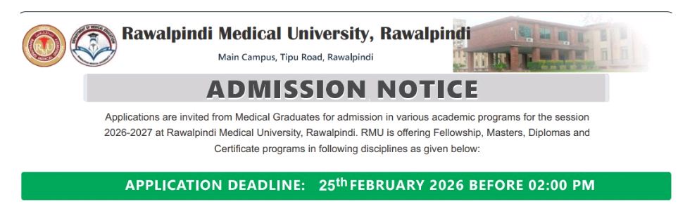 RMUR Admission 2026 Announced for MS, Diploma & Certificate Programs