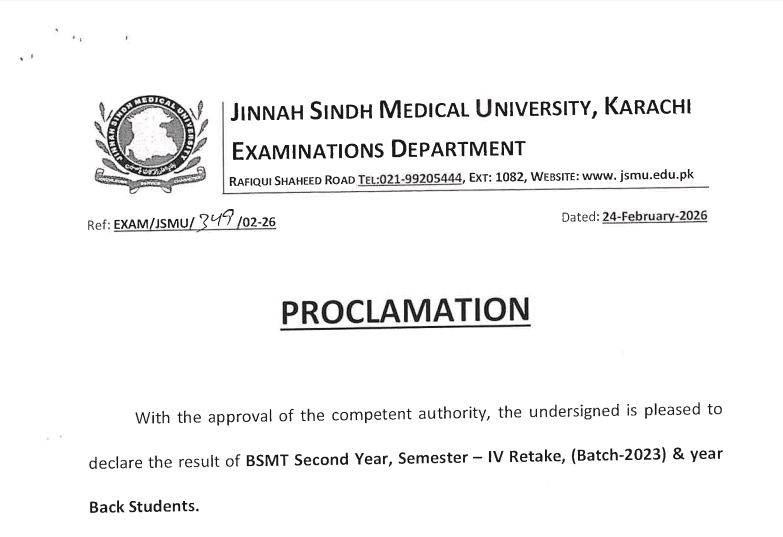 JSMU Result 2026 Announced for BSMT Semester IV and VI Retake Exams