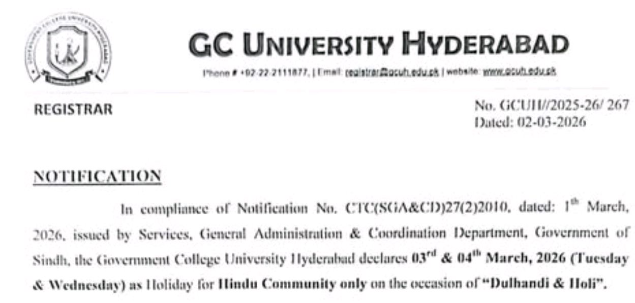 GCUH Announces Holiday for Hindu Community On 3rd & 4th March
