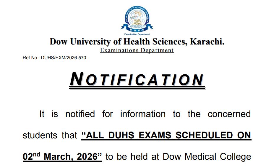 DUHS Releases Exam Postponement Notice 2026 for All Exams