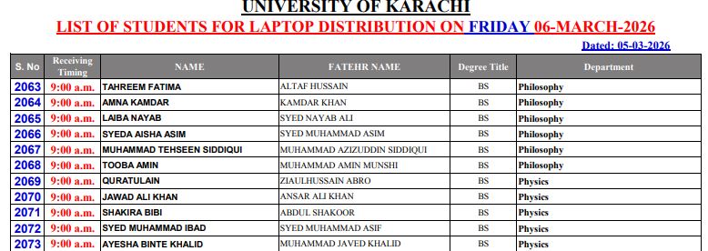 Karachi University Laptop Distribution Ceremony March 6