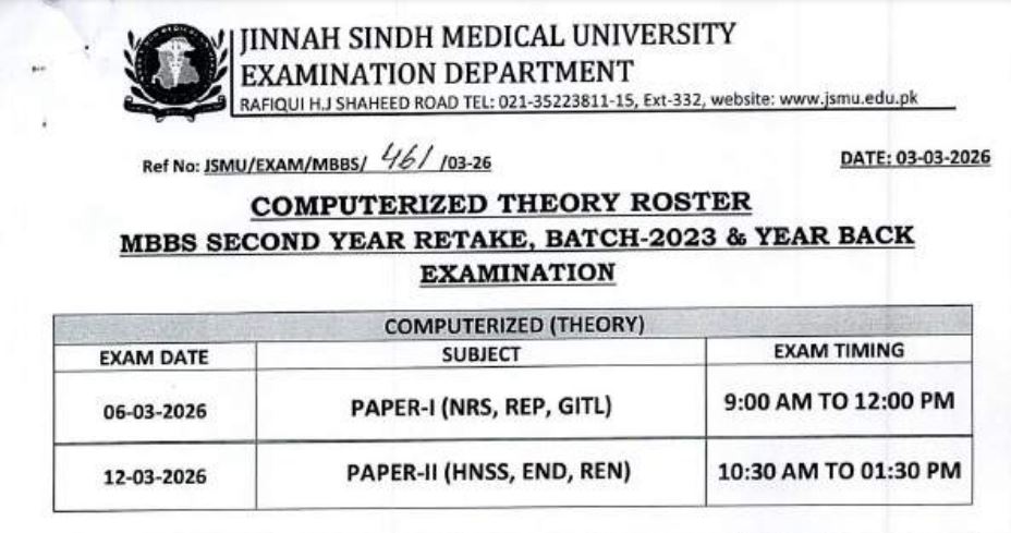 JSMU Date Sheet 2026 Released for UG & PG Exams