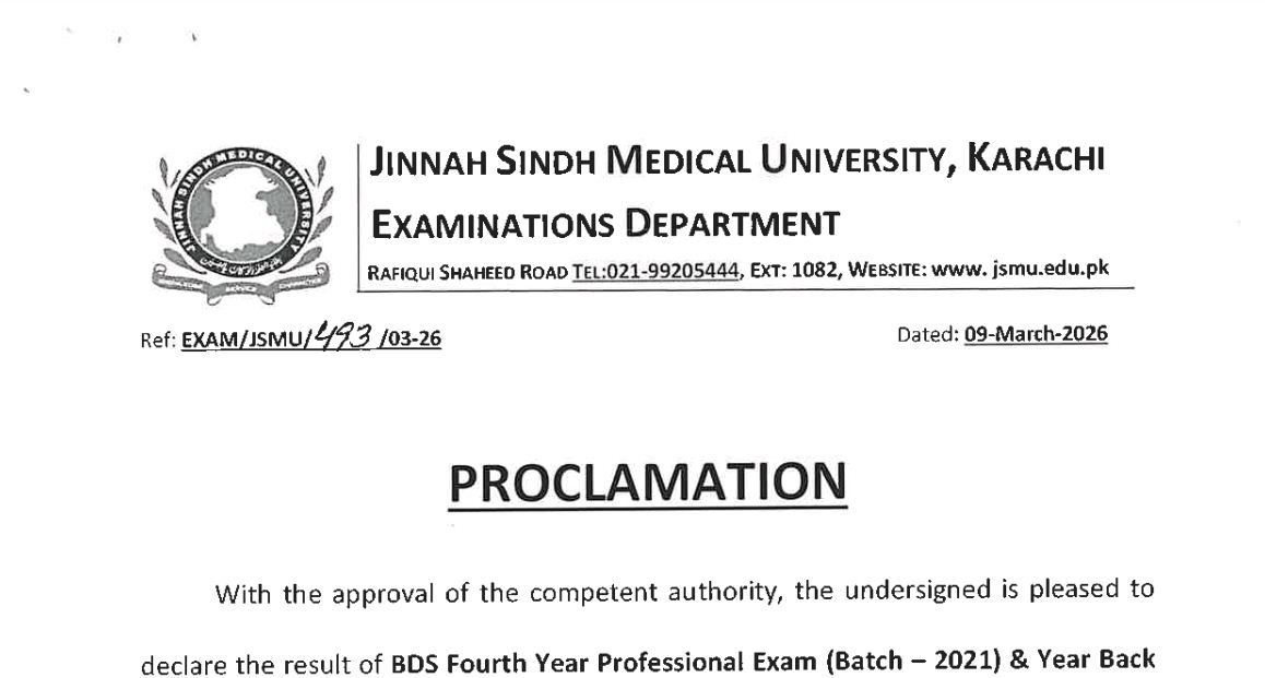 JSMU Result 2026 for BDS & MBBS Program Exams Declared