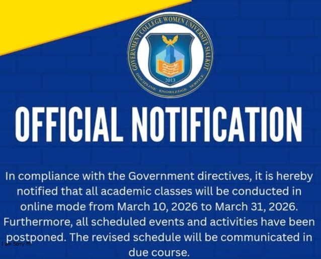 GCWUS Online Classes Notice 2026 Issued