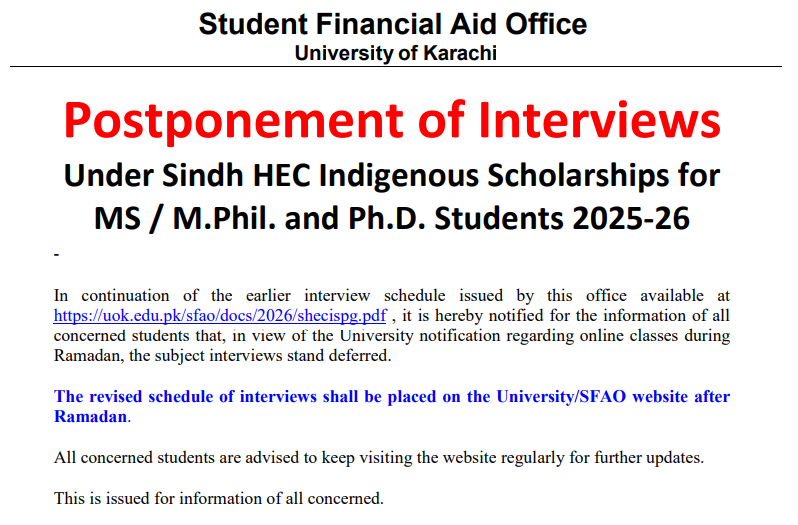 UoK Delays Scholarship Interviews for 2025–26