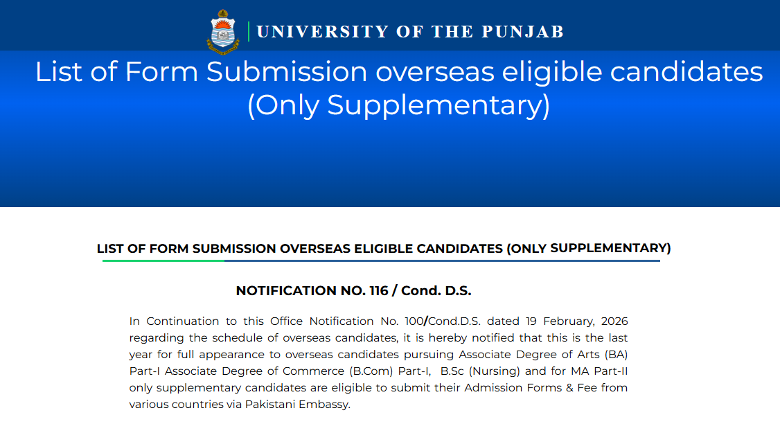 PU Issues Final Notification for Overseas Supply Candidates Form Submission