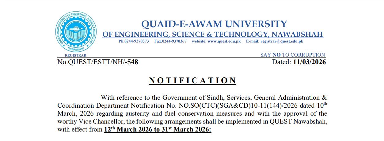 QUEST Online Classes Notice for March 2026 Released