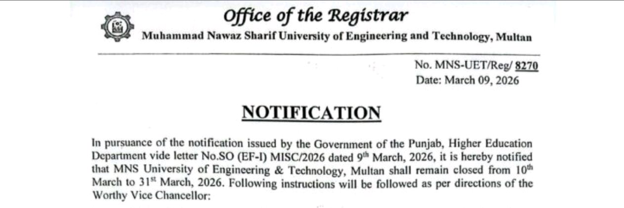 MNSUET Online Classes Notice 2026 for March Announced