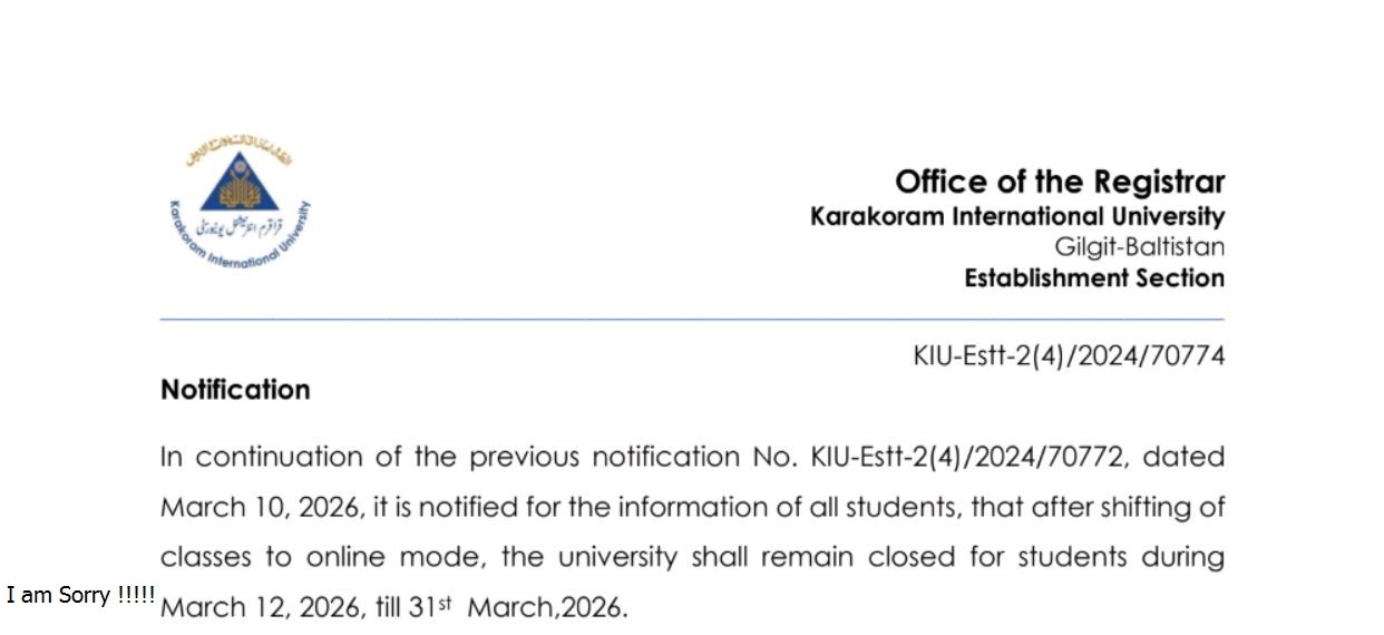KIU Announces Online Classes Notice 2026