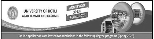 University of Kotli AJK Admissions Spring 2026 Apply Online