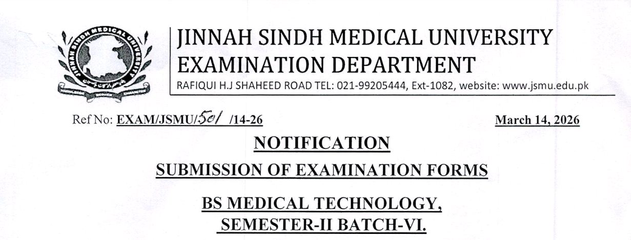 JSMU Exam Form Submission Notice 2026 Released for BSMT Semester II Batch VI