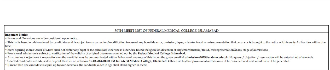 SZABMU 30th Merit List 2026 Released for MBBS Admissions