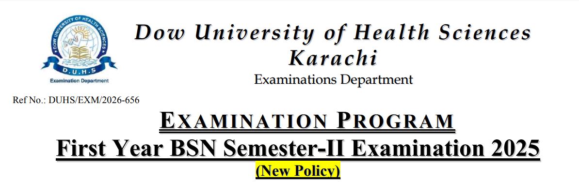 DUHS Announces Date Sheet for BSN Programs 2026