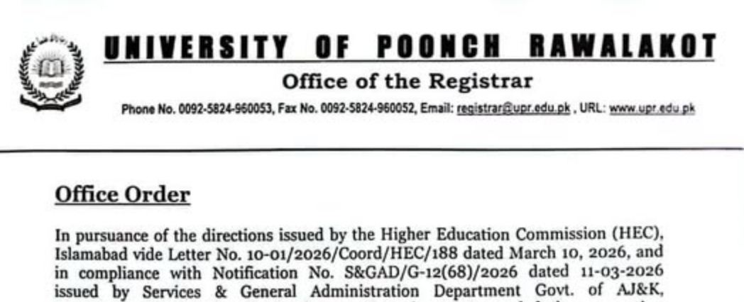 UPR Announces Online Classes Notice for March 2026