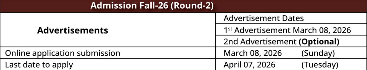 AUAADH Fall 2026 Admission Schedule Announced for Round 2