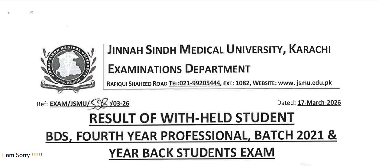 JSMU Announces BDS 4th Year & YB Result 2026