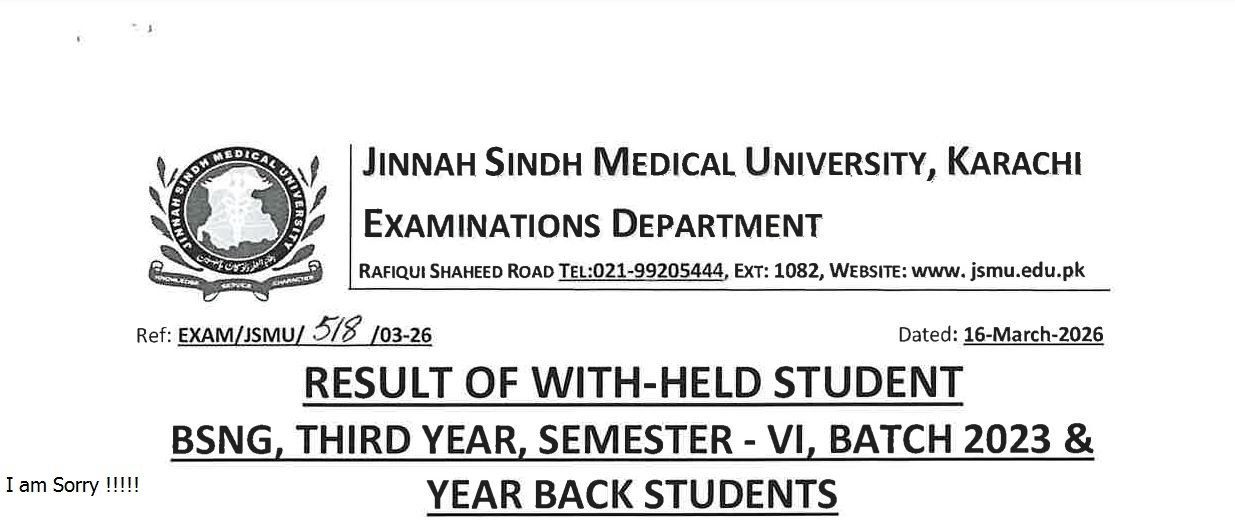 JSMU Result 2026 for BSNG Semester VI Batch 2023 & YB Students