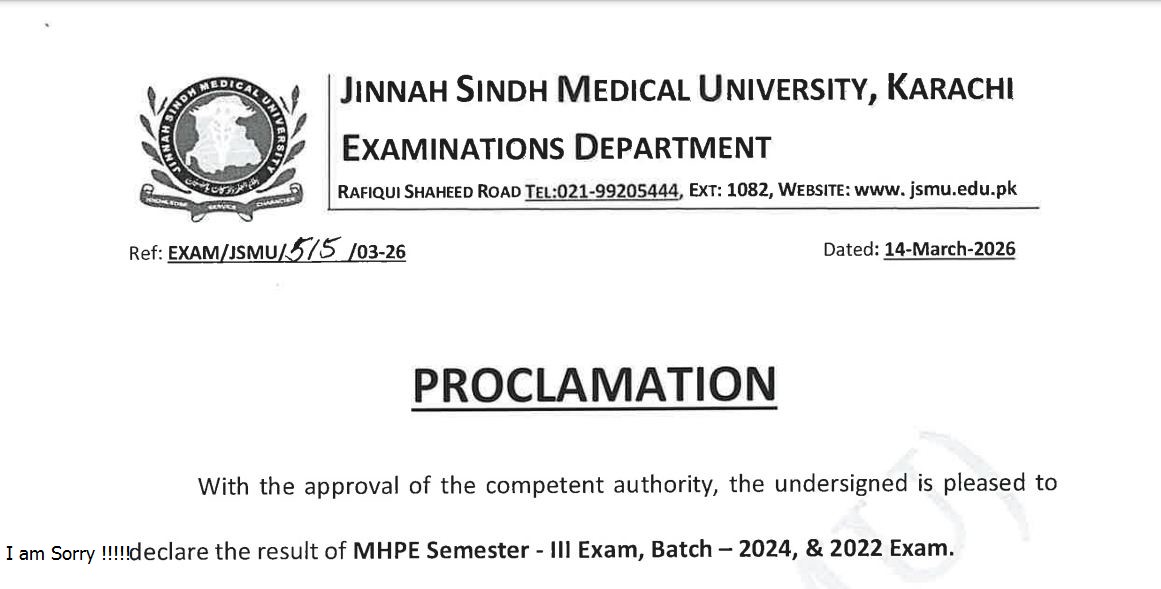 JSMU Result 2026 for MHPE Semester III Exams Batch 2024 & 2022 Released