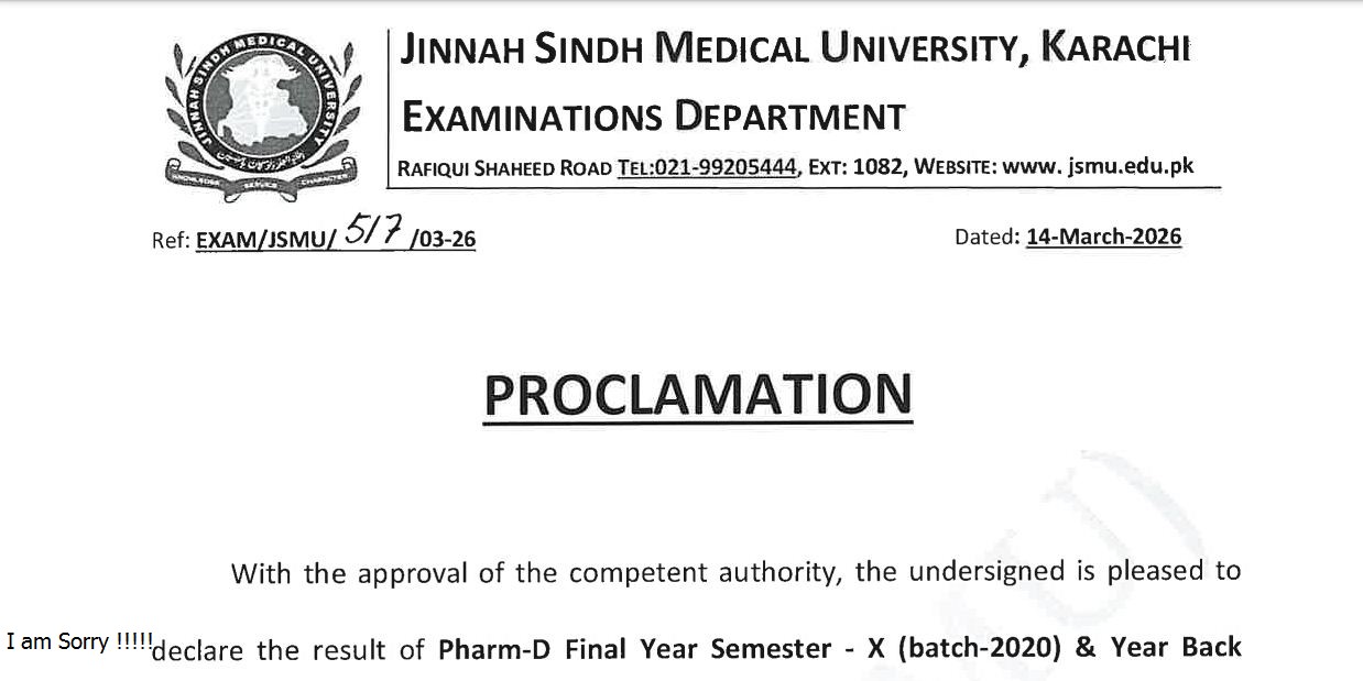 JSMU Result 2026 for PharmD Programs Exams Issued