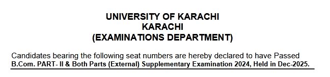 UoK Announces B Com External Part II Supplementary Result