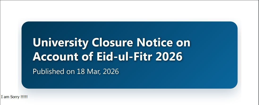 USTB University Closure Notice 2026 for Eid-ul-Fitr Announced