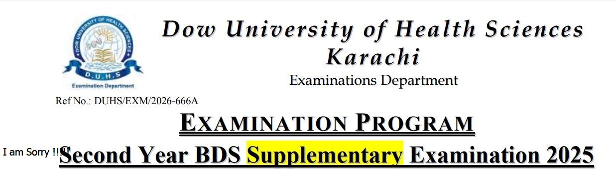 DUHS Date Sheet 2026 for BDS Exams Released
