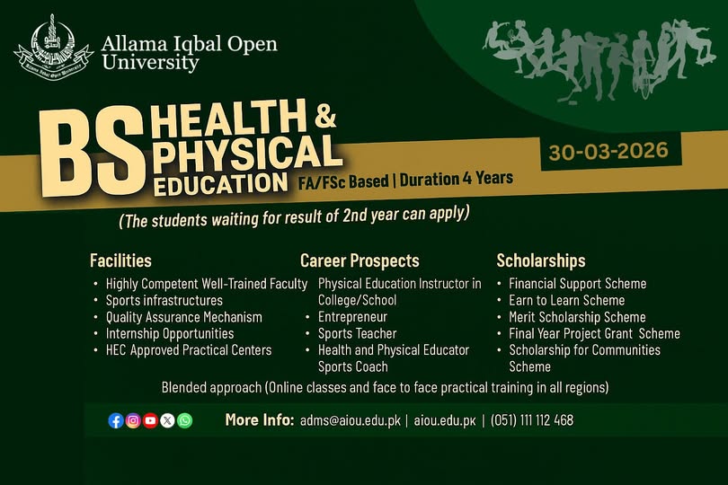 AIOU BS Health and Physical Education Admission 2026