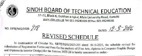 SBTE Revised Registration Schedule 2026