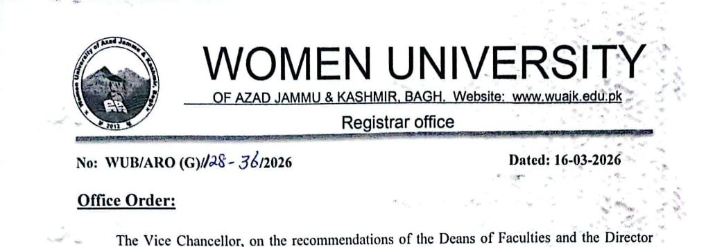 WUAJK Admission & Entry Test Schedule 2026 Announced