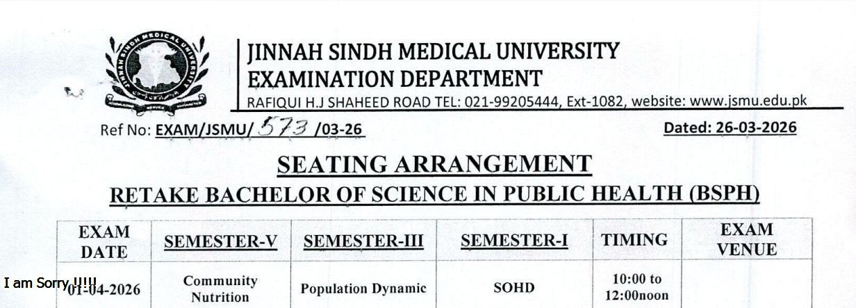JSMU Date Sheet 2026 Released for BSPH Retake Exams